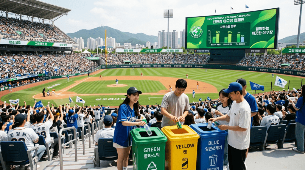 두산베어스와 세 해째 동행한 애큐온캐피탈 지난 두 해 동안 폐기물 삼백칠십일 톤을 수거