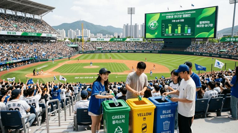두산베어스와 세 해째 동행한 애큐온캐피탈 지난 두 해 동안 폐기물 삼백칠십일 톤을 수거
