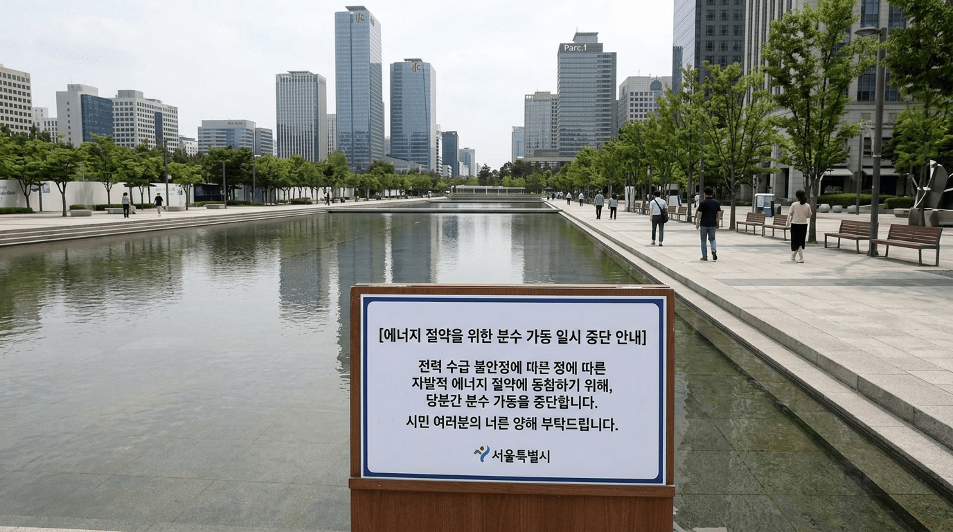 사진 물빛광장 분수대, 중동발 에너지 위기 확산 속 절감 움직임에 힘을 보태다