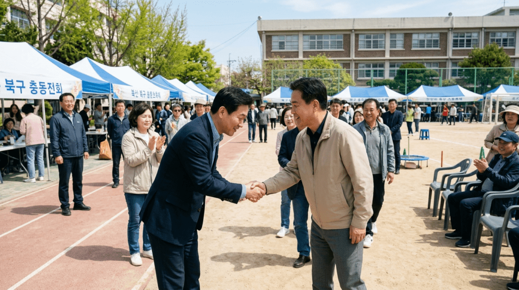 부산 북구서 다시 마주한 무소속 한동훈과 국민의힘 박민식, “참 오랜만입니다”
