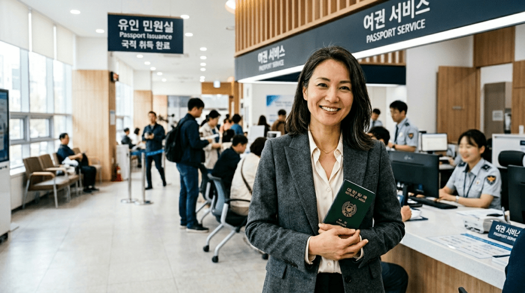 귀화한 여성 방송인이 한국 정착 20년 만에 여권을 발급받은 이야기