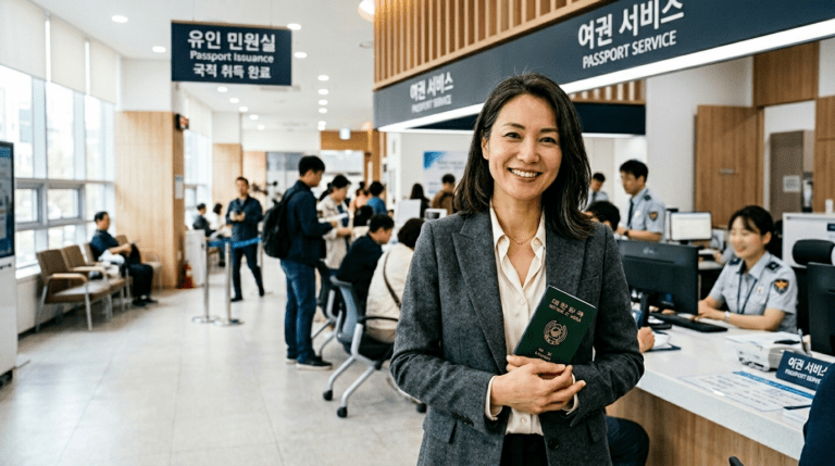 귀화한 여성 방송인이 한국 정착 20년 만에 여권을 발급받은 이야기