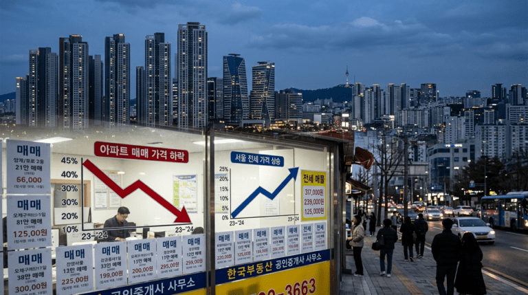 다시 내림세로 돌아선 용산 주택값, 전셋값은 가파르게 치솟는 흐름