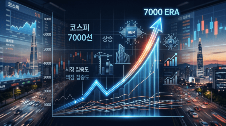 코스피 7000선 기대감이 커졌지만 전체 열 종목 중 아홉 종목은 지수 상승 흐름에도 미치지 못한 것으로 나타났다