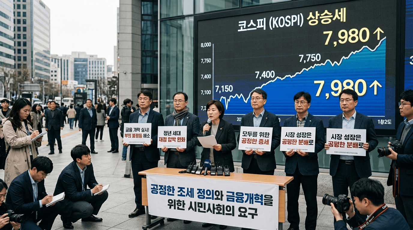 노동계와 시민사회, 코스피 팔천선 기대감 속 금융투자소득세 도입 필요성 강조