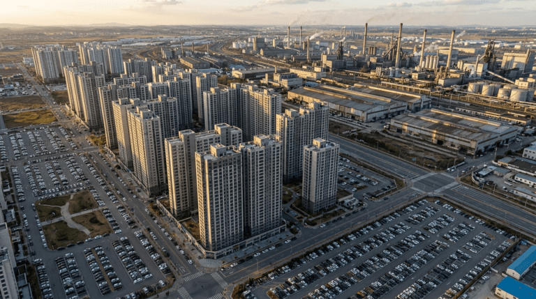 편의시설 전무하고 차량 필수인 공업지역 인근 대규모 주거단지의 현실