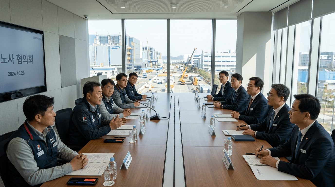 전자업계 대기업 경영진과 노동조합 대표의 중요 회동 평택 사업장에서 진행된 임원진 방문