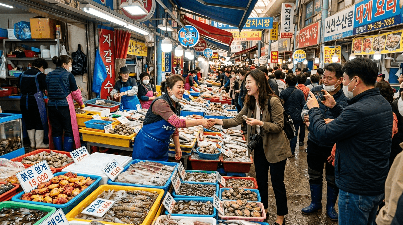 부산 전통시장 방문한 대통령 내외 따뜻한 환영 속에 시민들과 만남 "깨끗이 준비하고 기다렸습니다"