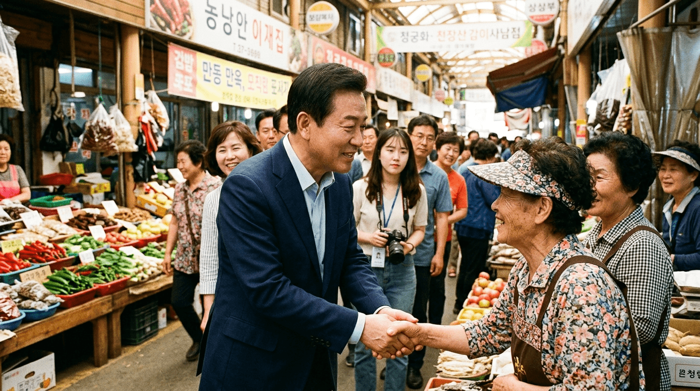 [포토]오세훈 국민의힘 서울시장 후보, 중구에서 찰칵