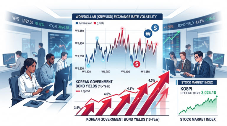 국고채 금리 일제히 상승…원·달러 환율 장중 18원 급등락
